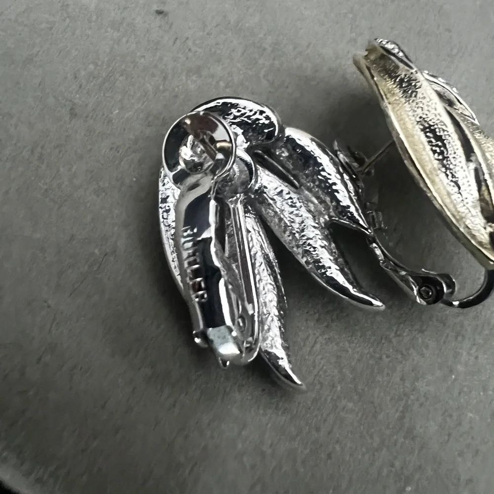 BUTLER Silver and Gold Leaf Clip-On Earrings - Picture 6 of 6